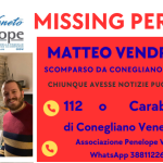 15566 – Segnalazione urgente: persona scomparsa Matteo VENDRAMIN